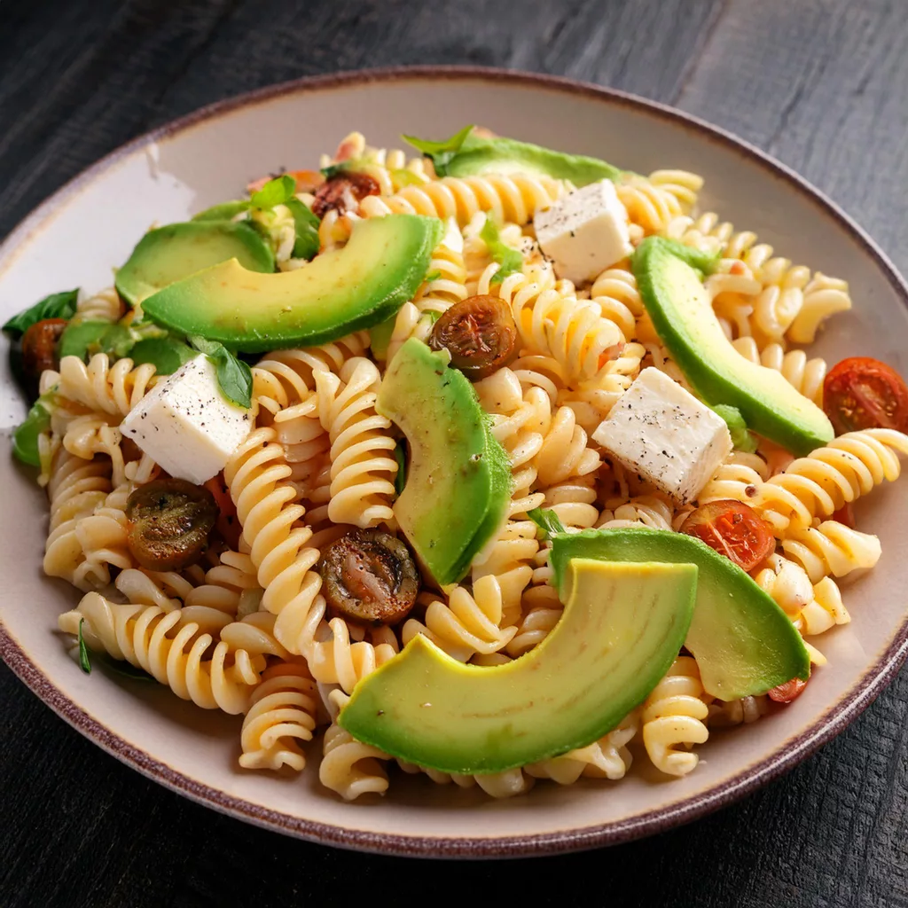 Ensalada de pasta con aguacate