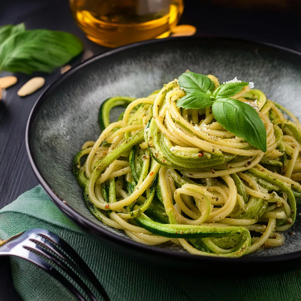 Espaguetis de calabacín con pesto