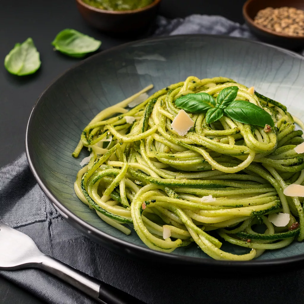 Espaguetis de calabacín con pesto