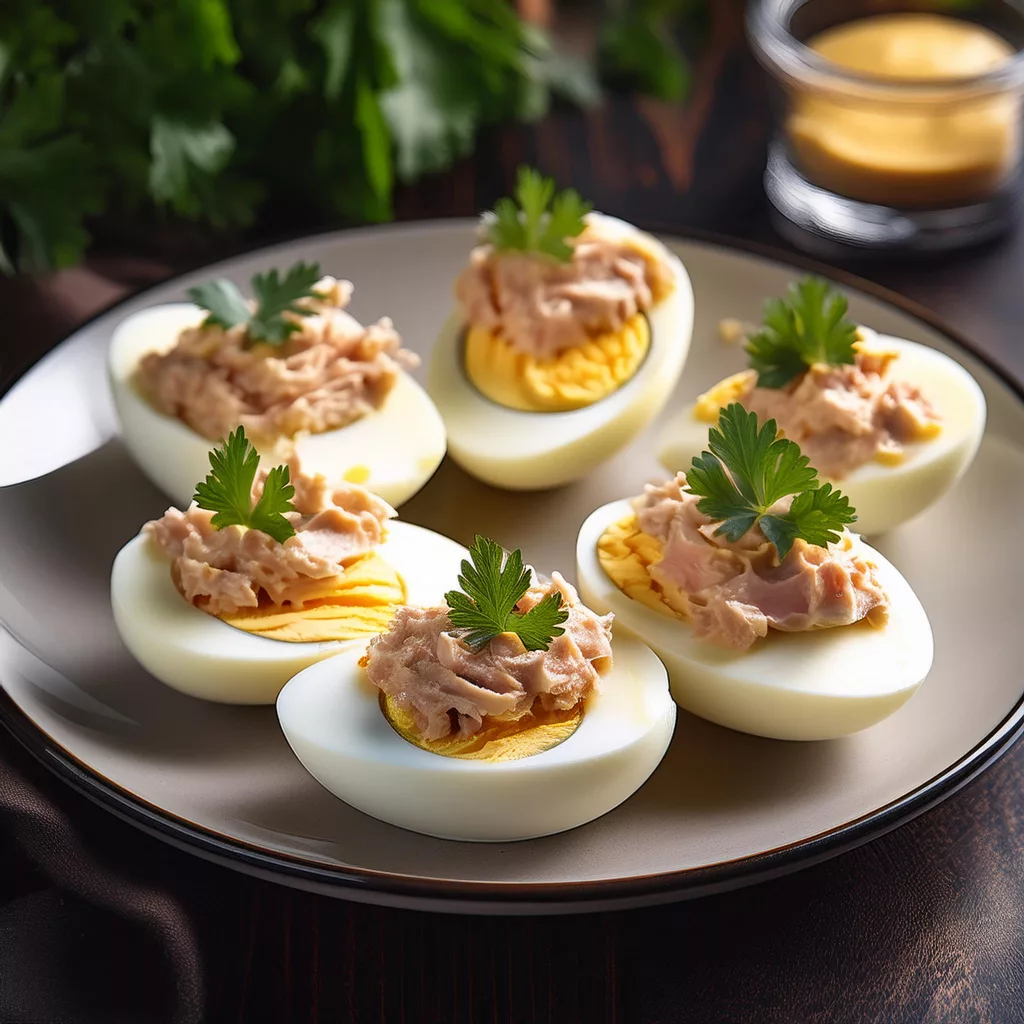 Huevos Rellenos de Atún y Mayonesa