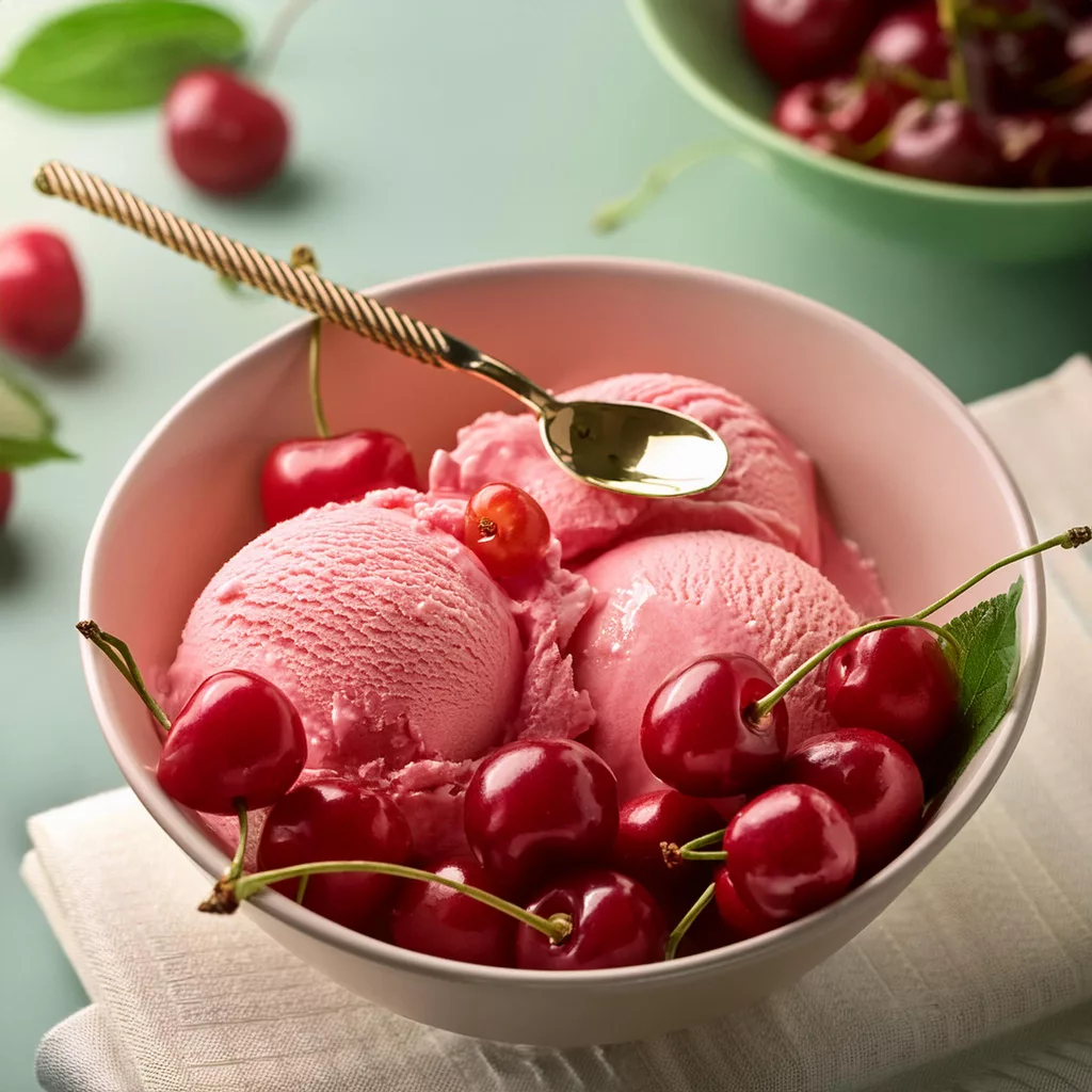 helado de cerezas picotas