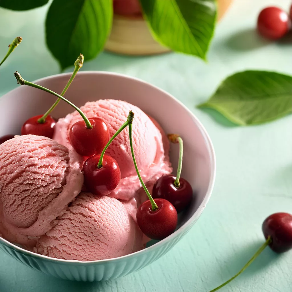 helado de cerezas picotas