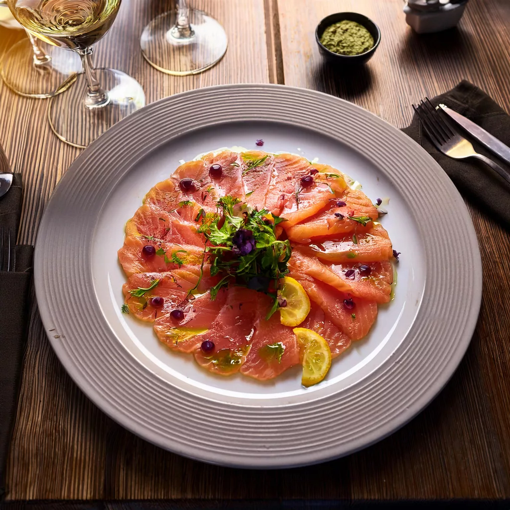 Carpaccio de salmón con vinagreta