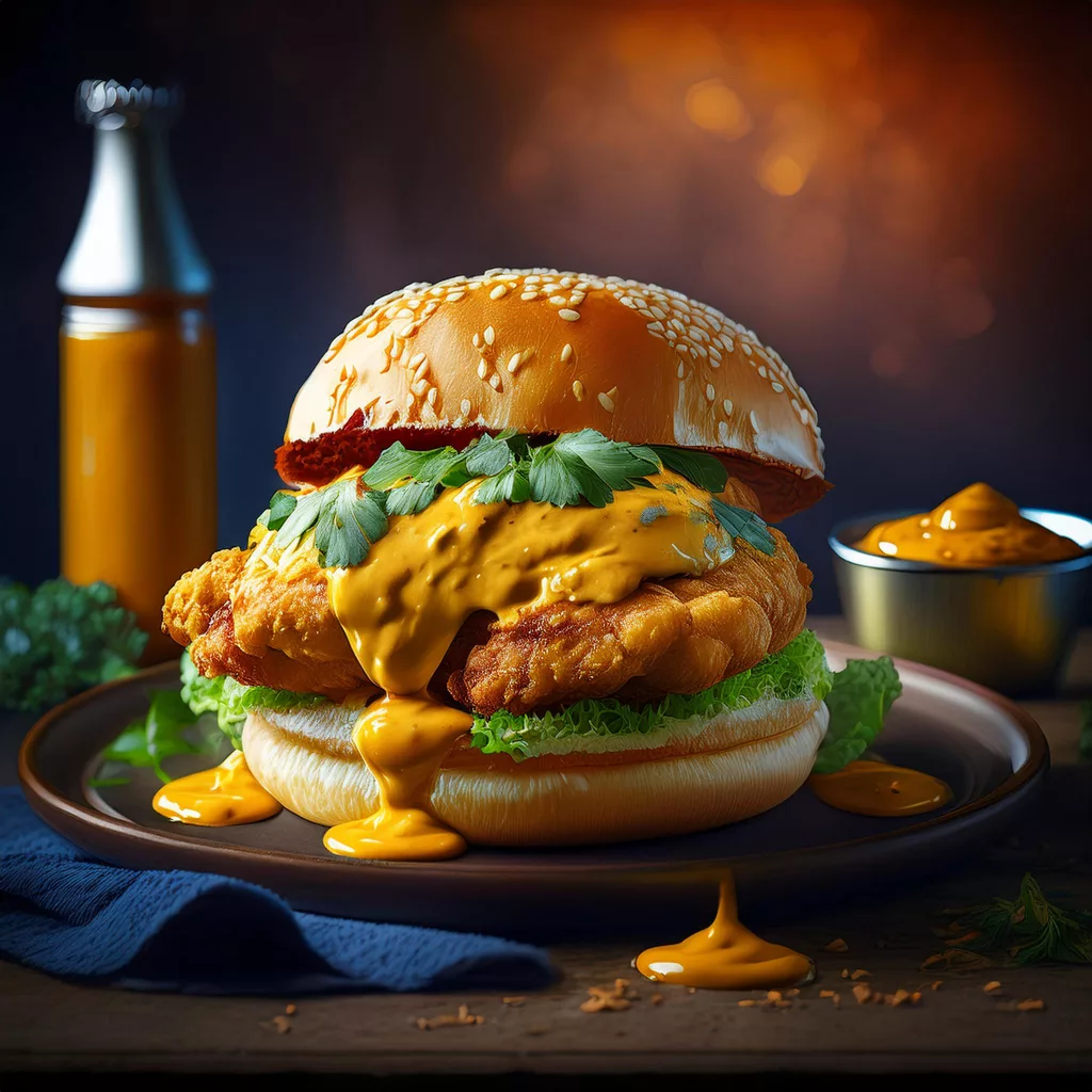 hamburguesa de pollo con curry
