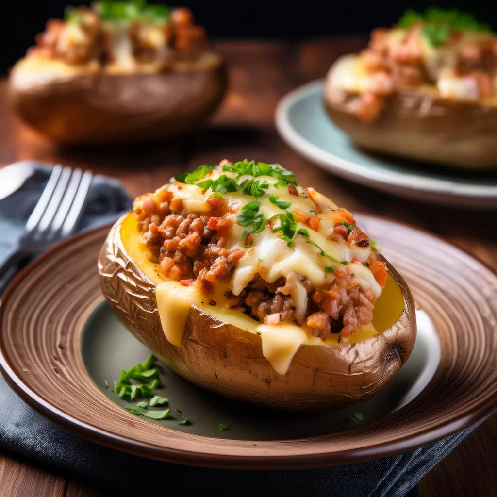 patatas rellenas de carne picada y queso
