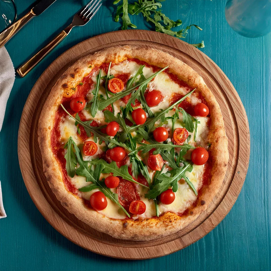 Pizza de Tomatitos Cherry y Rúcula