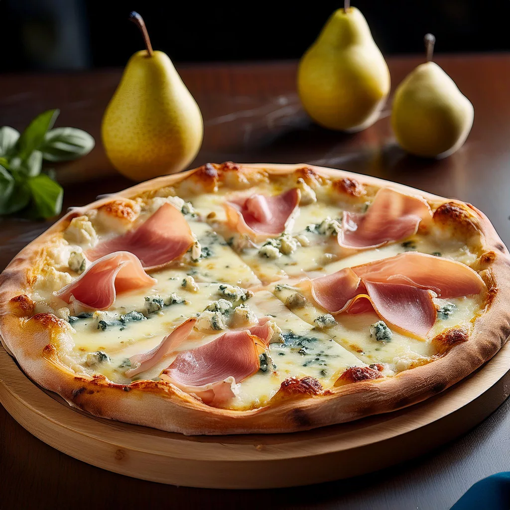Pizza de Pera, Jamón y Gorgonzola