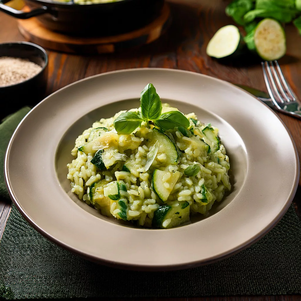risotto de espinacas y calabacín