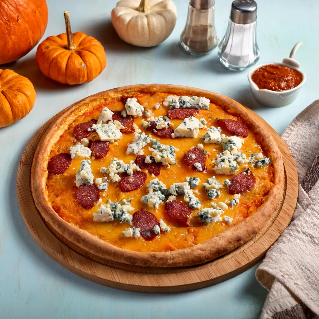 Pizza de Calabaza, Queso Azul y Sobrasada